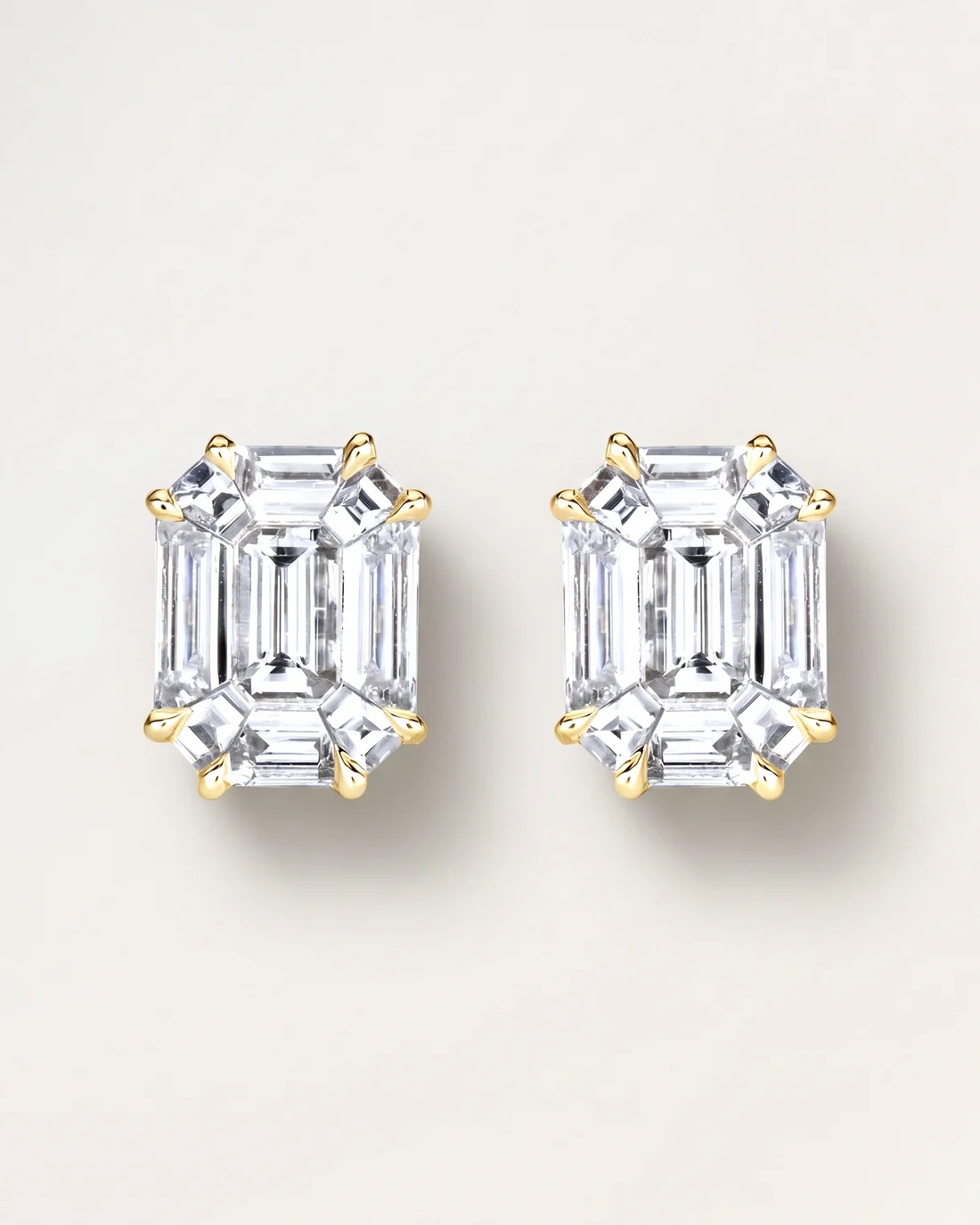 ORTIGAS Baguette Deco Studs earrings, front view