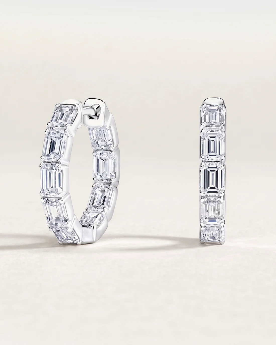 ORTIGAS Diamond Hoops earrings, front view