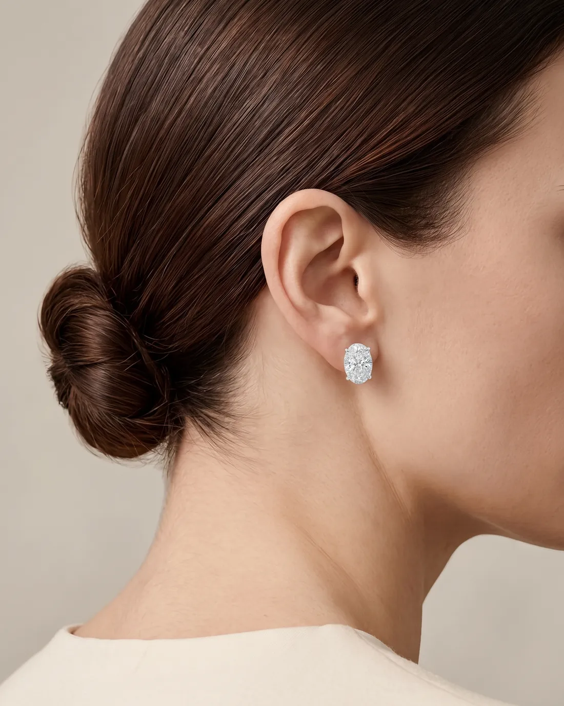 ORTIGAS Oval Studs earrings, worn on the ear