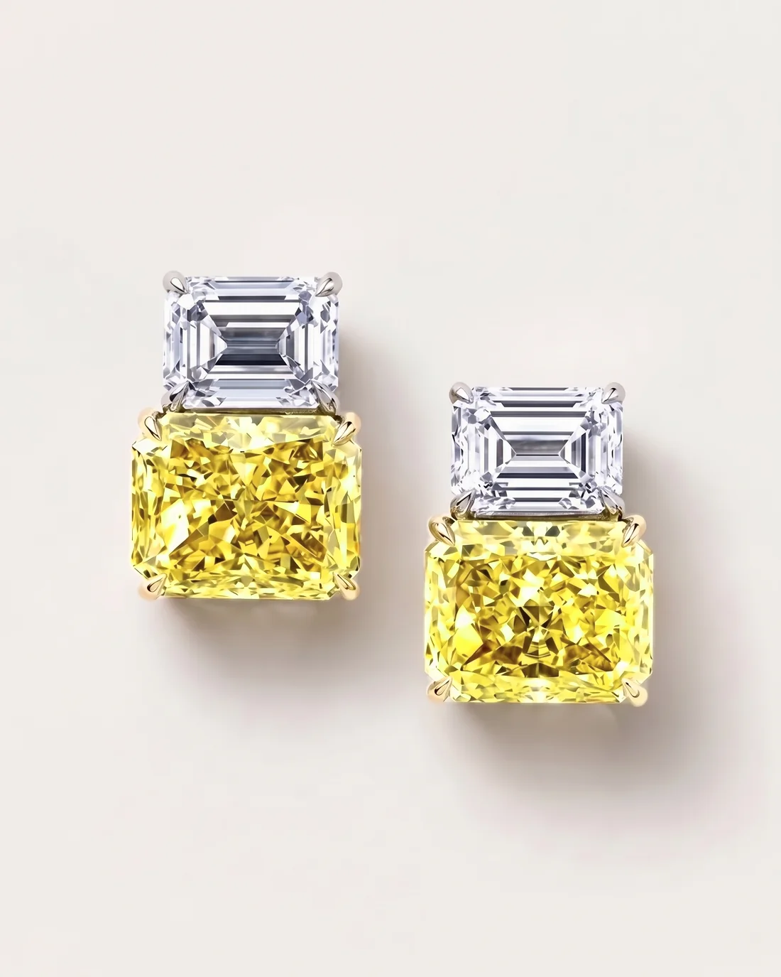 ORTIGAS Yellow Radiant Duo earrings, front view