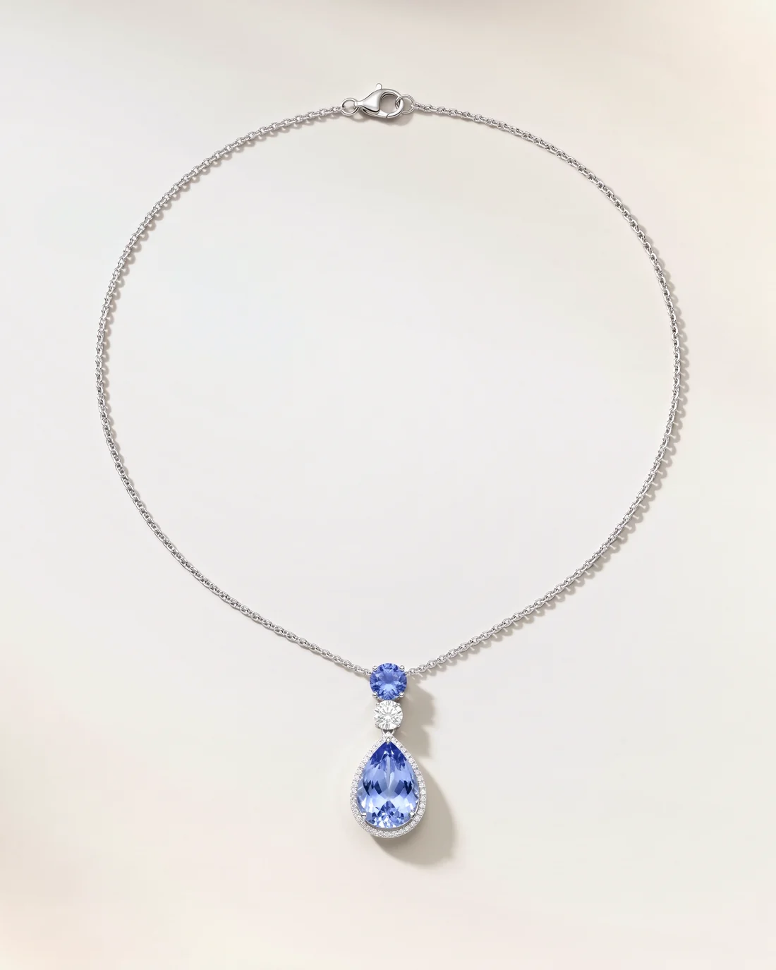 ORTIGAS Blue Pear Drop necklace, front view