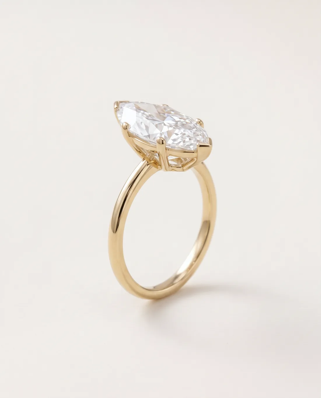 ORTIGAS Marquise ring, three-quarter view