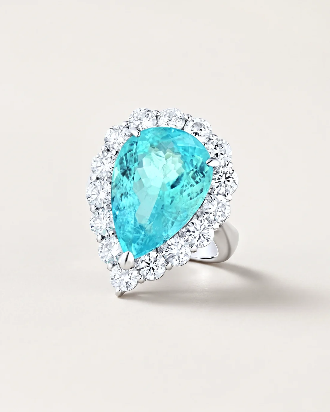 ORTIGAS Paraiba Pear ring, front view