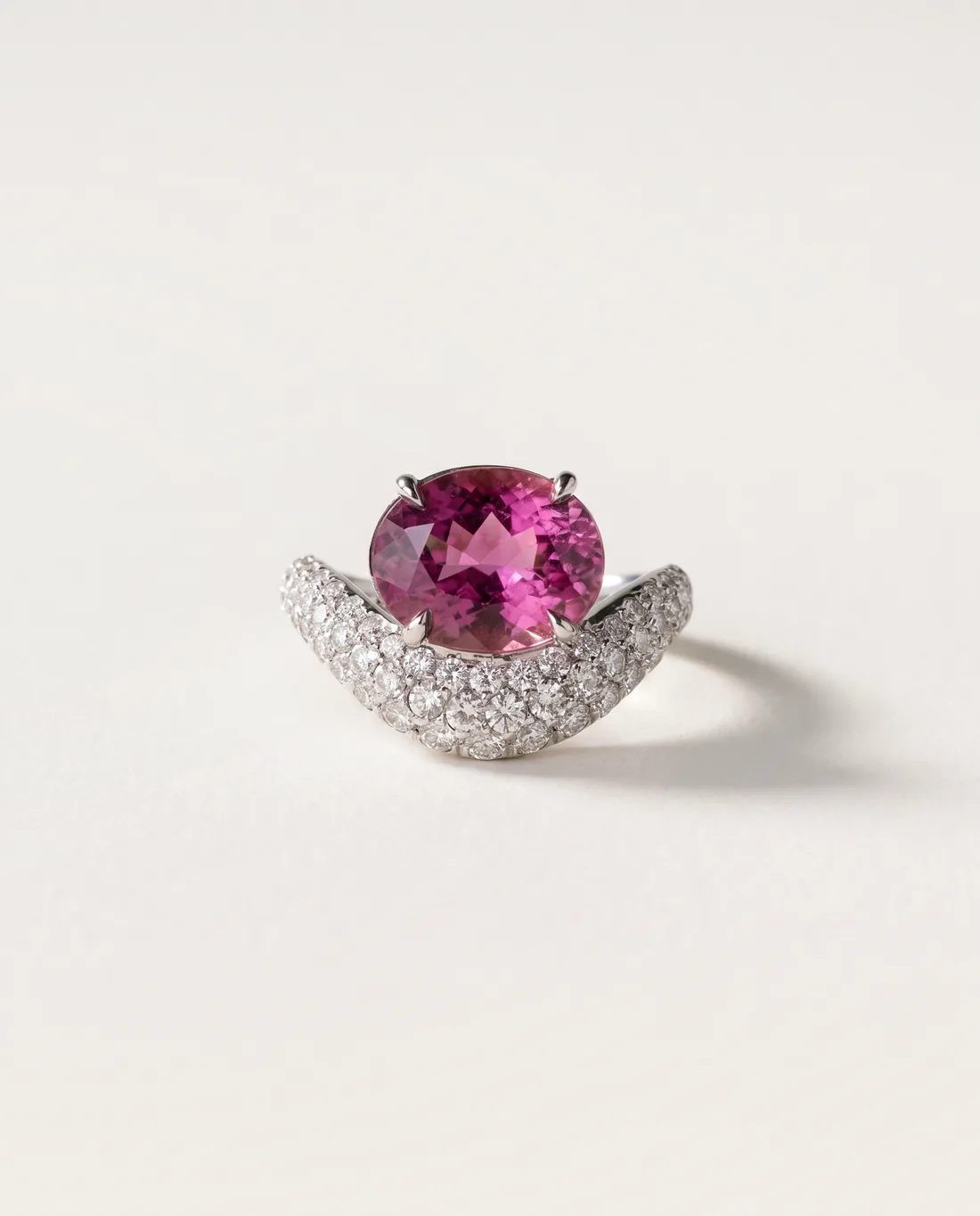 ORTIGAS Pink Wave ring, front view